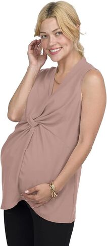 Sleeveless Front-Knot Maternity Top for Women - Lightweight Maternity Work Clothes - Maternity Office Wear - Maternity Tops in Saudi Arabia