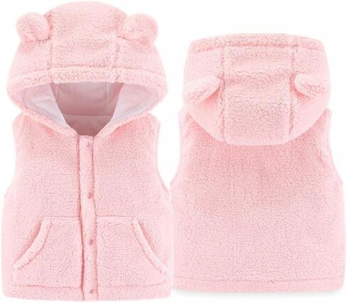 Infant Boys Girls Thicken Fleece Vest Cute Hood Sleeveless Jacket Windproof Warm Coat Outerwear in Kuwait