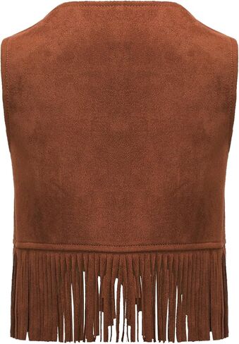 Baby Boys Western Cowboy Cosplay Dress Up Suede Fringe Tassels Vest Open Front Waistcoat in Saudi Arabia