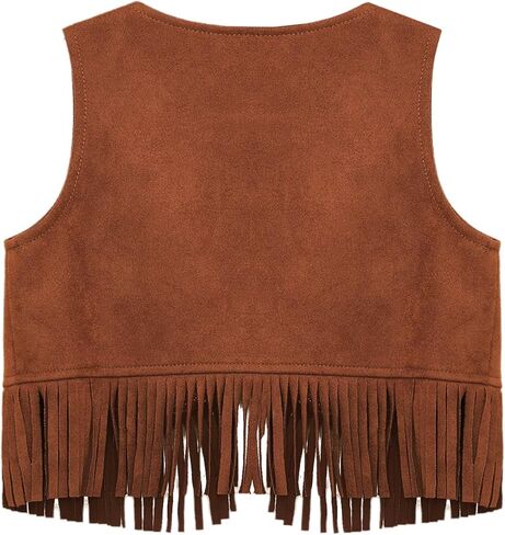 Baby Boys Western Cowboy Cosplay Dress Up Suede Fringe Tassels Vest Open Front Waistcoat in Saudi Arabia