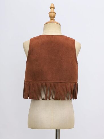 Baby Boys Western Cowboy Cosplay Dress Up Suede Fringe Tassels Vest Open Front Waistcoat in Saudi Arabia