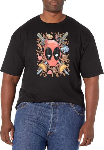 تي شيرت Marvel Big & Tall Deadpool Shells and Tacos للرجال بأكمام قصيرة، أسود، 3X-Large in Saudi Arabia