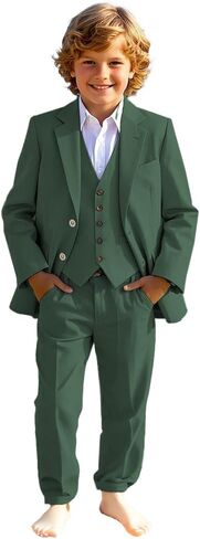 3 PC Kids Suits for Boys Notch Lapel Toddler Suit Formal Tuxedo Suit for Kids Ring Bearer Outfit in Saudi Arabia