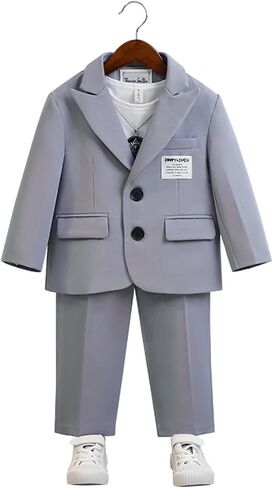 Boys Business Suit 3 Piece Tuxedo Set for Kids Formal Outfit with Coat and Pants Slim Fit Design for in Kuwait