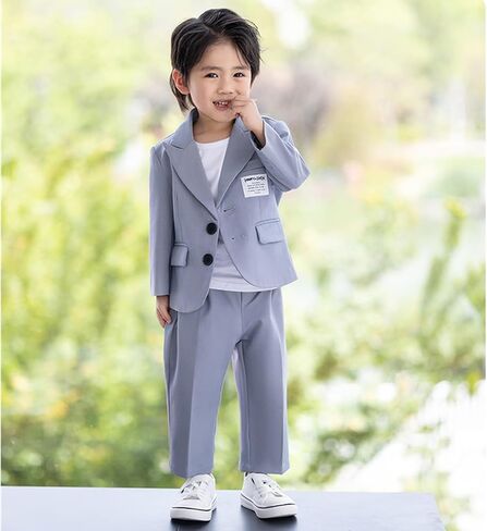 Boys Business Suit 3 Piece Tuxedo Set for Kids Formal Outfit with Coat and Pants Slim Fit Design for in Kuwait