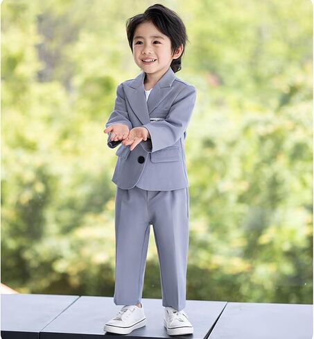 Boys Business Suit 3 Piece Tuxedo Set for Kids Formal Outfit with Coat and Pants Slim Fit Design for in Kuwait