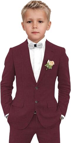 2 PC Boys Linen Suit Two Buttons Summer Wedding Suit for Kids Toddler Tuxedos Set Formal Wear in Saudi Arabia