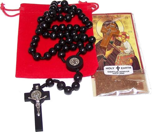 Holy Land Market St. Benedict Catholic Wood Rosary from Bethlehem - The Holy Land in Saudi Arabia