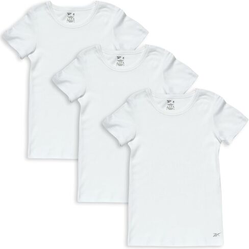 Reebok Girls' Undershirt - Soft Breathable Basic Crew Neck Shirt (3 Pack), Size 3T, White in Saudi Arabia
