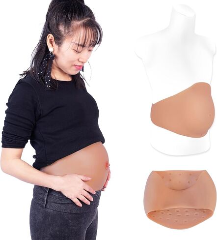 Realistic Silicone Pregnant Fake Artificial Pregnancy Belly Tummy for Actor Film Props Beer Belly Cosplay Maternity (L size 8-10 Months,Beige) in Kuwait