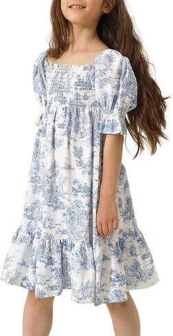 NOTHING FITS BUT Girl’s Classic Linen Cotton Dress, Hana Gown, Kids Casual Frock in Kuwait