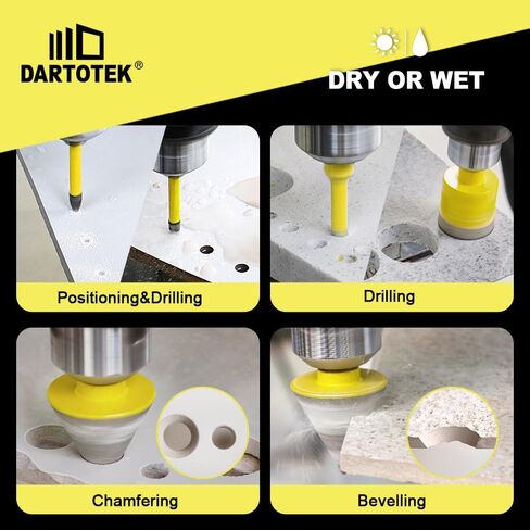 Diamond Core Drill Bits Set 12PCS - DARTOTEK Tile Hole Saw Kit (6/8/10/20/25/28/32/45/50/65mm/1-3/8/6mm for Porcelain, Ceramic Tile, Granite, Marble, Masonry in Saudi Arabia