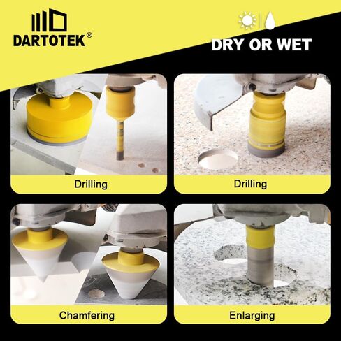 Diamond Core Drill Bits Set 12PCS - DARTOTEK Tile Hole Saw Kit (6/8/10/20/25/28/32/45/50/65mm/1-3/8/6mm for Porcelain, Ceramic Tile, Granite, Marble, Masonry in Saudi Arabia
