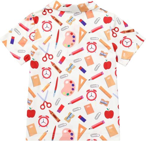 OBEEII Kids Toddler Boys Back to School Shirt Short Sleeve School Bus Button Up Shirt Casual First Day of Kindergarten Shirt in Kuwait