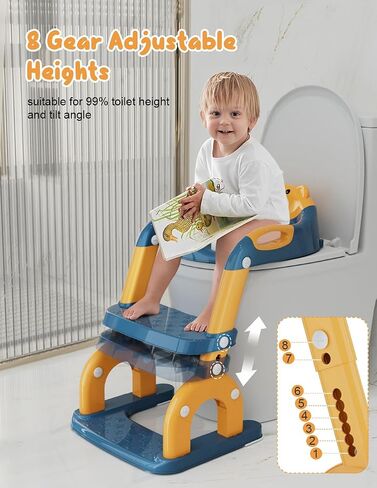 Potty Training Seat with Step Stool, Toddler Potty Training Toilet Seat with Non-Slip Steps Splash Guard Safety Handles and Waterproof Cushion, 2 In 1 Toddler Potty Seat for Toddlers Kids Boys Girls in Saudi Arabia