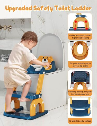 Potty Training Seat with Step Stool, Toddler Potty Training Toilet Seat with Non-Slip Steps Splash Guard Safety Handles and Waterproof Cushion, 2 In 1 Toddler Potty Seat for Toddlers Kids Boys Girls in Saudi Arabia