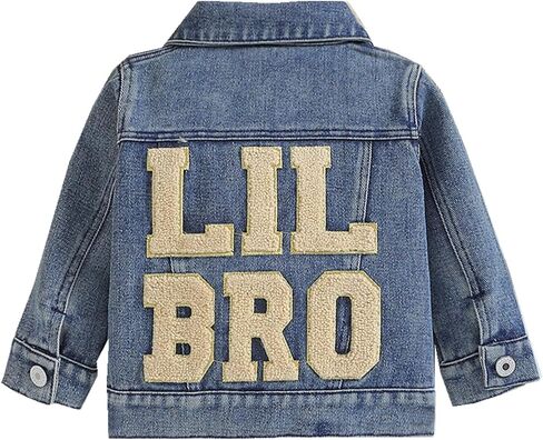 طفل طفل رضيع الفتيات جينات الدنيم سترة ليل Sis/Bro Basic Button Button Down Denim Coat Coat Outwear in Kuwait