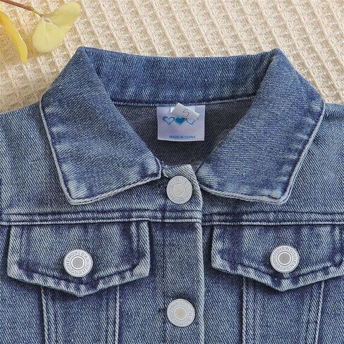طفل طفل رضيع الفتيات جينات الدنيم سترة ليل Sis/Bro Basic Button Button Down Denim Coat Coat Outwear in Kuwait