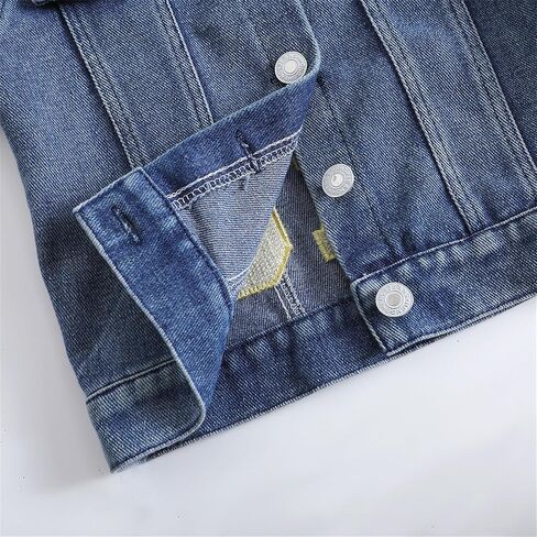طفل طفل رضيع الفتيات جينات الدنيم سترة ليل Sis/Bro Basic Button Button Down Denim Coat Coat Outwear in Kuwait
