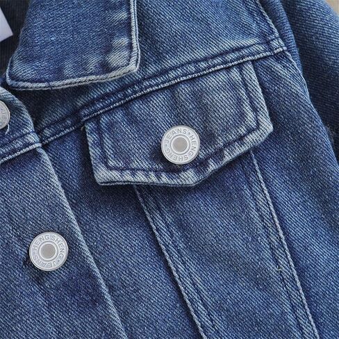 طفل طفل رضيع الفتيات جينات الدنيم سترة ليل Sis/Bro Basic Button Button Down Denim Coat Coat Outwear in Kuwait