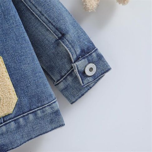 طفل طفل رضيع الفتيات جينات الدنيم سترة ليل Sis/Bro Basic Button Button Down Denim Coat Coat Outwear in Kuwait