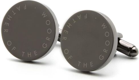 MUUJEE Father Of The Bride Cufflinks with Engraved Wood Gift Box - Gun Metal Cufflinks for Men Wedding Cuff Links Father of the Bride Gifts in Kuwait