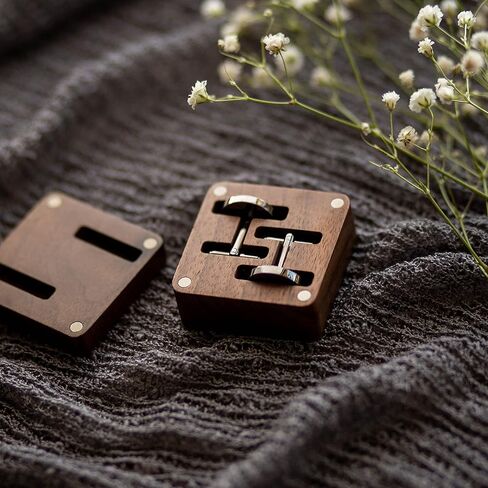MUUJEE Father Of The Bride Cufflinks with Engraved Wood Gift Box - Gun Metal Cufflinks for Men Wedding Cuff Links Father of the Bride Gifts in Kuwait