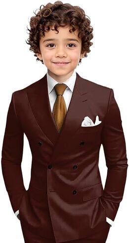 Boys Suit Slim Fit Toddler Tuxedo Double Breasted Peak Lapel Classic Suits for Wedding Prom Communion Dress in Saudi Arabia