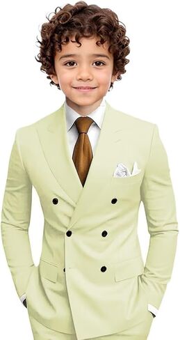 Boys Suit Slim Fit Toddler Tuxedo Double Breasted Peak Lapel Classic Suits for Wedding Prom Communion Dress in Saudi Arabia