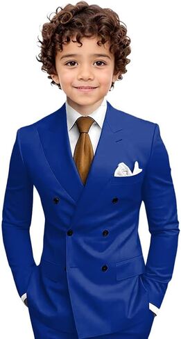 Boys Suit Slim Fit Toddler Tuxedo Double Breasted Peak Lapel Classic Suits for Wedding Prom Communion Dress in Saudi Arabia