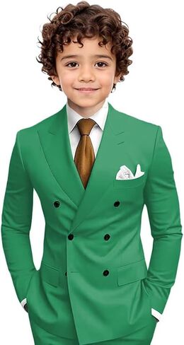 Boys Suit Slim Fit Toddler Tuxedo Double Breasted Peak Lapel Classic Suits for Wedding Prom Communion Dress in Saudi Arabia
