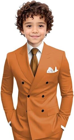 Boys Suit Slim Fit Toddler Tuxedo Double Breasted Peak Lapel Classic Suits for Wedding Prom Communion Dress in Saudi Arabia