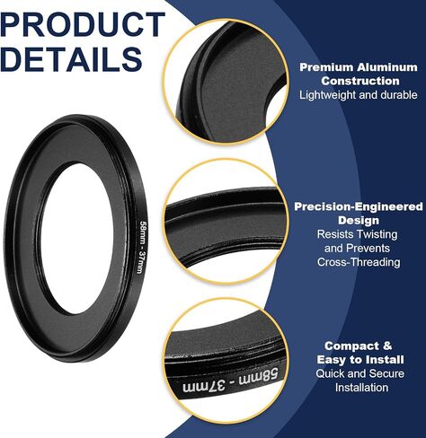 PATIKIL Step Down Ring Adapter 58mm to 55mm, 2 Pcs Filter Step-Down Rings Camera Lens Filters Metal Ring Digital for ND IR DSLR Lenses, Black in Saudi Arabia