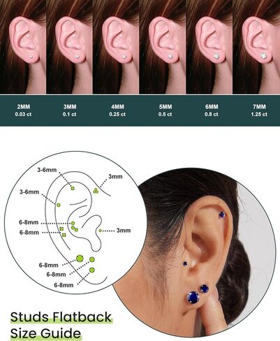 5 Pairs Stud Earrings Hypoallergenic Cubic Zirconia 316L Earrings Stainless Steel CZ Earrings Set 3-8mm (Gold) in Saudi Arabia