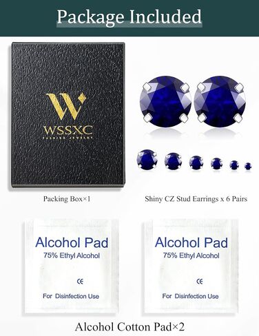 5 Pairs Stud Earrings Hypoallergenic Cubic Zirconia 316L Earrings Stainless Steel CZ Earrings Set 3-8mm (Gold) in Saudi Arabia