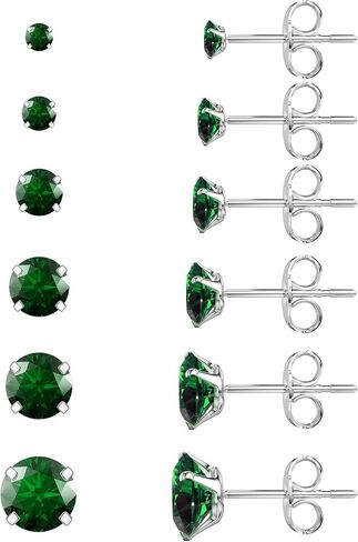 5 Pairs Stud Earrings Hypoallergenic Cubic Zirconia 316L Earrings Stainless Steel CZ Earrings Set 3-8mm (Gold) in Saudi Arabia