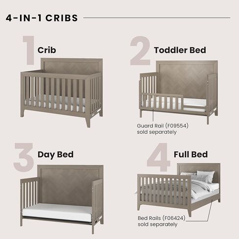Child Craft Kieran Crib, Double Dresser and Chest Nursery Set, 3-Piece, Includes 4-in-1 Convertible Crib, Dresser and Chest, Grows with Your Baby (Toasted Chestnut) in Kuwait