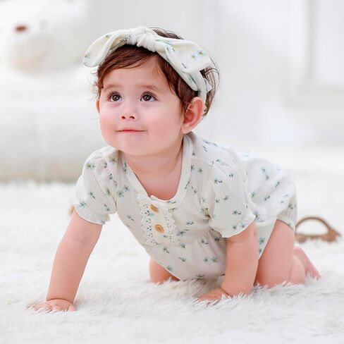Newborn Baby Girl Clothes Cotton Bubble Romper Floral Short Sleeve Bodysuit 3 Pack in Saudi Arabia