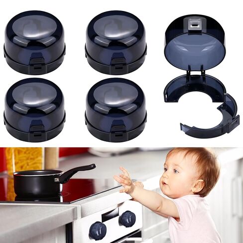 5-Pack Stove Knob Safety Covers,Upgraded Press Gas Stove Knob Locks,Durable Design Childproof Oven Knob Locks for Babies and Pets, Sticky and Easy to Install,Transparent in Kuwait
