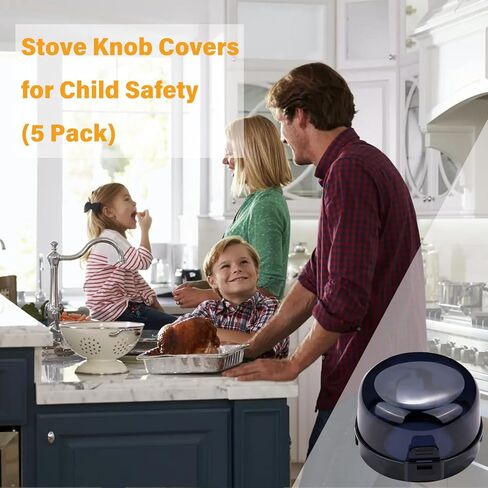 5-Pack Stove Knob Safety Covers,Upgraded Press Gas Stove Knob Locks,Durable Design Childproof Oven Knob Locks for Babies and Pets, Sticky and Easy to Install,Transparent in Kuwait