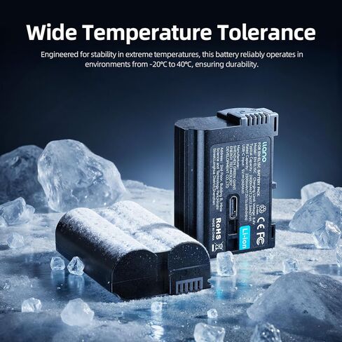 llano USB-C EN-EL15C Battery for Nikon Z6III, Z8, D850, Zf, D7500, Z6II, Z7II, D750, Z6, Z7, Z5, D7200, D7100, D810, D800, D610, D500 Cameras, 2400mAh Capacity, Fully decoded, 2H Full Charged (2 Pack) in Kuwait