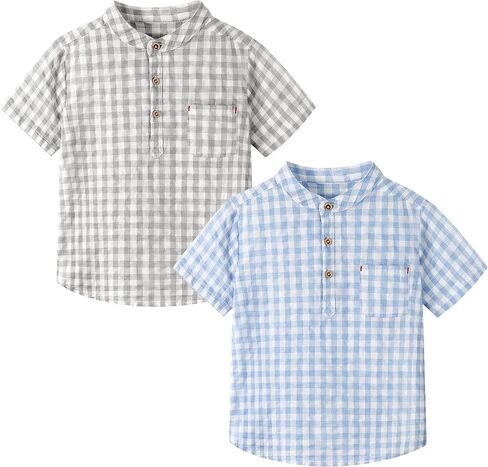 Volunboy Toddler Boy Henley Shirts Baby Short Sleeve Cotton T-Shirts Kids Summer Casual Clothes 2 Pack in Saudi Arabia