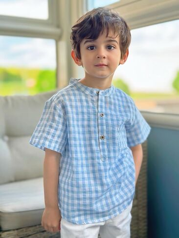 Volunboy Toddler Boy Henley Shirts Baby Short Sleeve Cotton T-Shirts Kids Summer Casual Clothes 2 Pack in Saudi Arabia