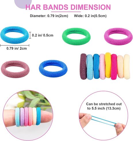 400 PCS Baby Hair Ties – No Damage Elastic Ponytail Holders, Soft Seamless Multicolor Hair Bands for Toddlers and Girls, Baby Hair Accessories (Mixed blue) in Saudi Arabia