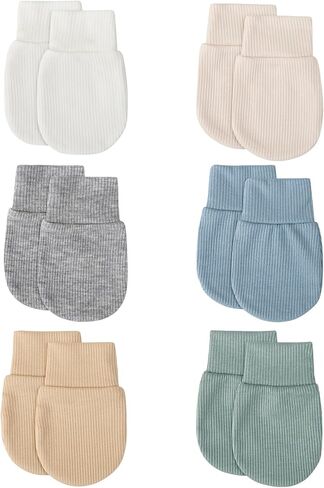 BQUBO 6 Pairs Newborn Baby Boys Girls Mittens 0-6 Months Unisex-Baby Infant Mittens Elastic No Scratch Wrist Gloves in Saudi Arabia