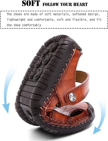 MIXSNOW Mens Leather Sandals Summer Casual Water Shoes Walking Outdoor Beach Travel Slippers （Black 44） in Saudi Arabia