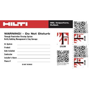 HIlti 3517802 Identification Sticker QR (100) Set firestop fire Protection