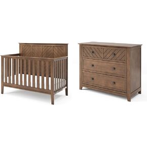 Child Craft Atwood Crib and Dresser Nursery Set, 2-Piece, Includes 4-in-1 Convertible Crib and 3-Drawer Dresser, Grows with Your Baby (Matte White)