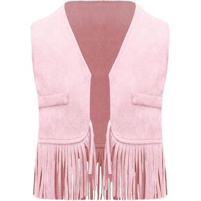 Baby Boys' Open Front Suede Fringe Vest Halloween 70s Western Cowboy Tassel Jacket