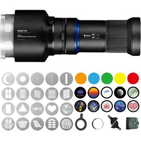 MG06 Pro Pro Bowens Mount Mount Kit مع 30 Gobos ، 33 درجة عدسة Snoot Snoot Spotlight للتصوير الفوتوغرافي أضاءة الأضواء مجموعة ، (Bowens Mount for Strobe Lights)